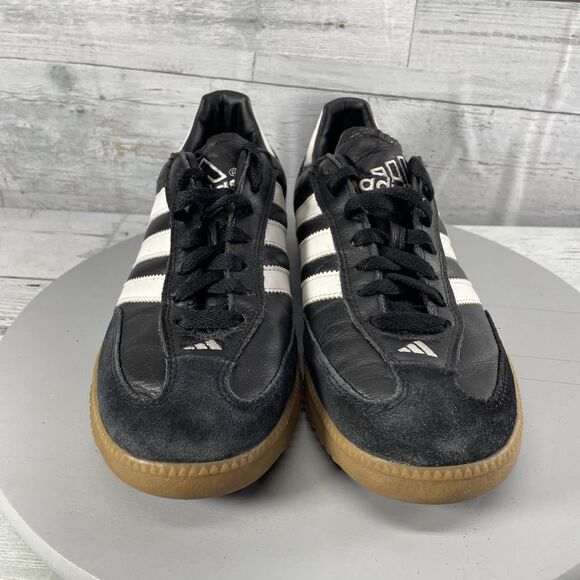 adidas Samba Black Leather Shoes with White Stripes - Picture 3 of 13